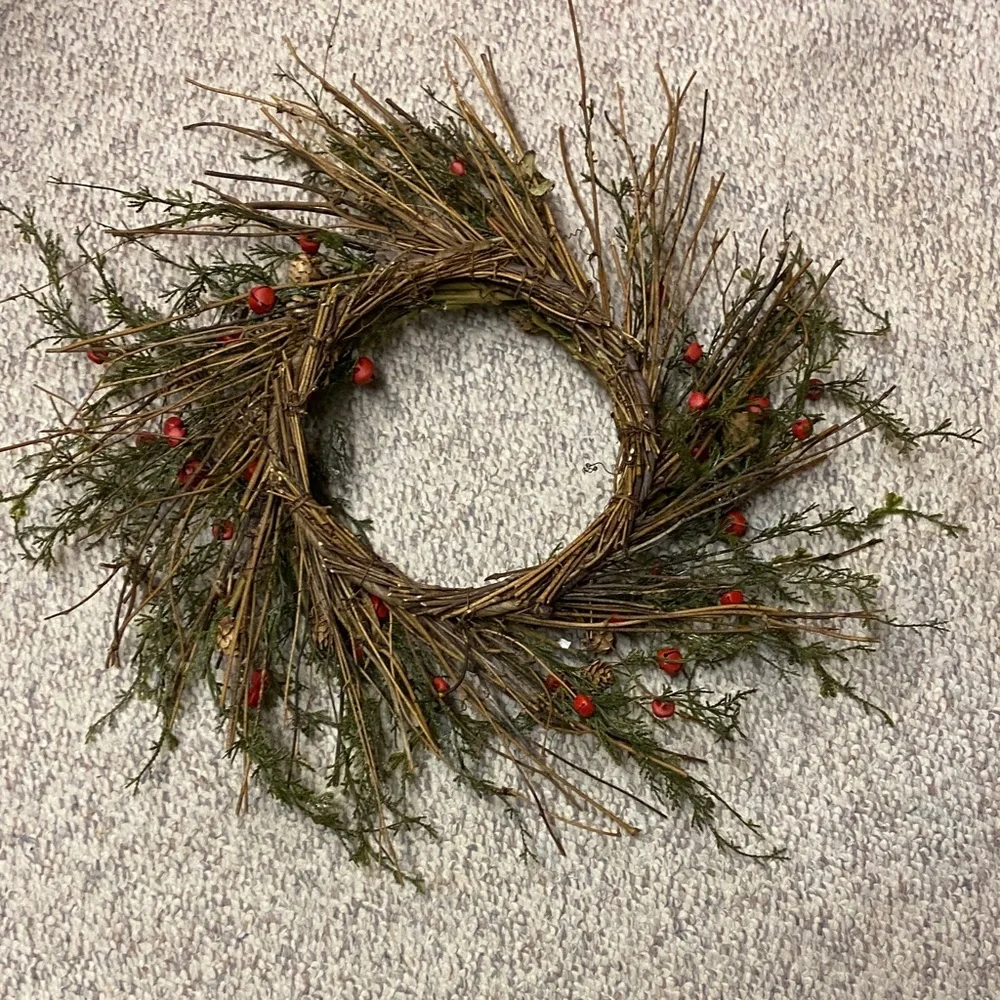 Festive Green and Red Holiday Wreath